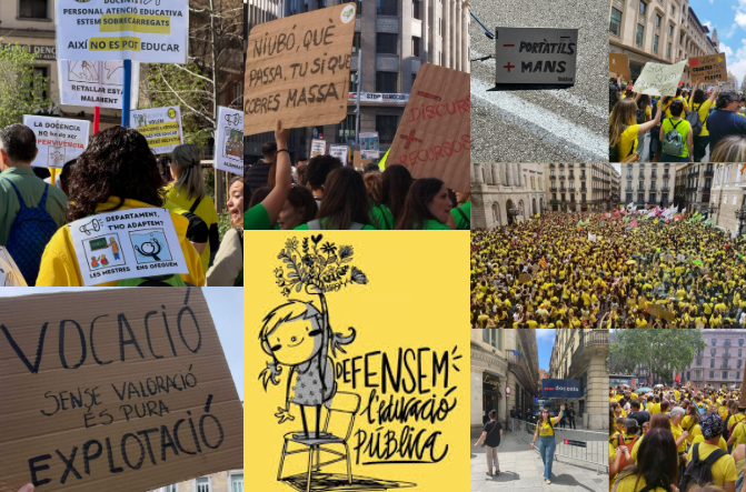 Més recopilacións de les pancartes portades a la manifestació pels docents i el disseny de la samarreta.